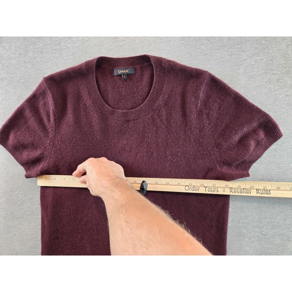 Quince Mongolian Cashmere Tee Womens Size Large Burgundy Sweater Quiet Luxury - Picture 3 of 8